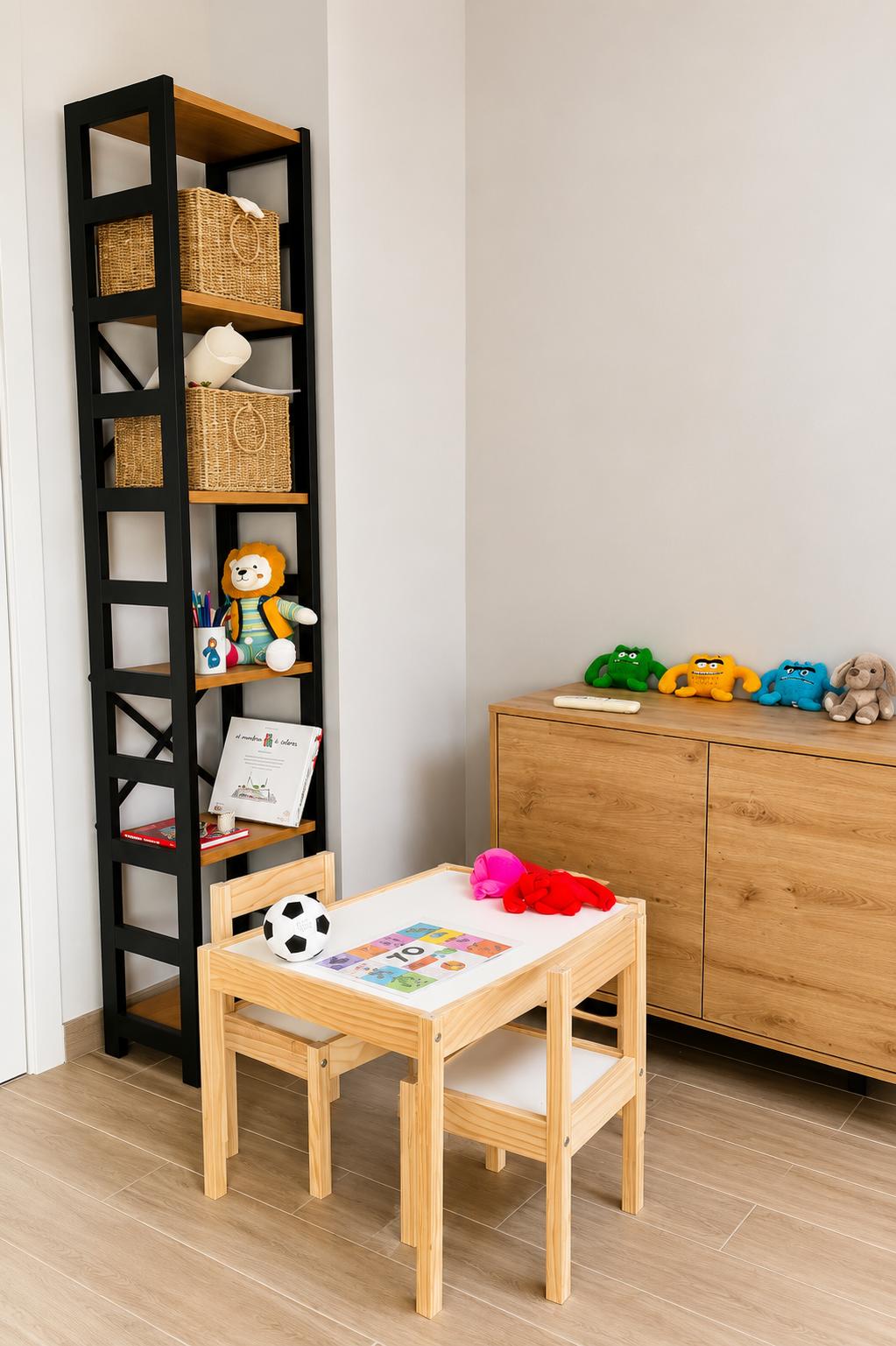 Espacio infantil con juegos y materiales